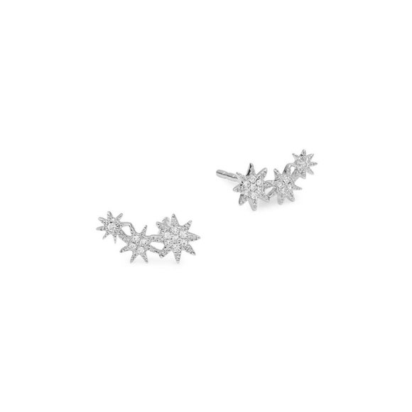 Saks Fifth Avenue Pave Diamonds & White Gold Climber Earrings - Picture 1 of 6